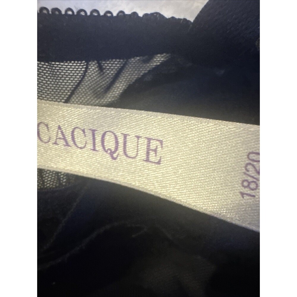 Cacique Babydoll Slip Size 18/20 Black Sheer Embroidered - Picture 6 of 8